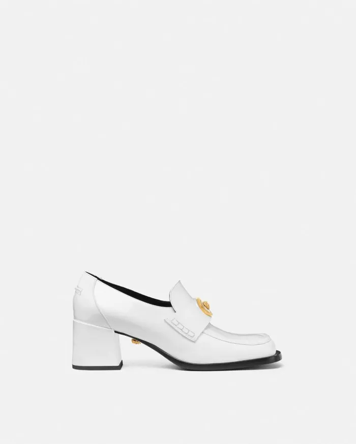 Versace Loafers and Flats Alia Patent Loafer Pumps 55 Mm White 8211 Women