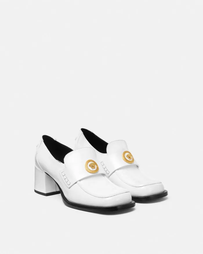 Versace Loafers and Flats Alia Patent Loafer Pumps 55 Mm White 8211 Women