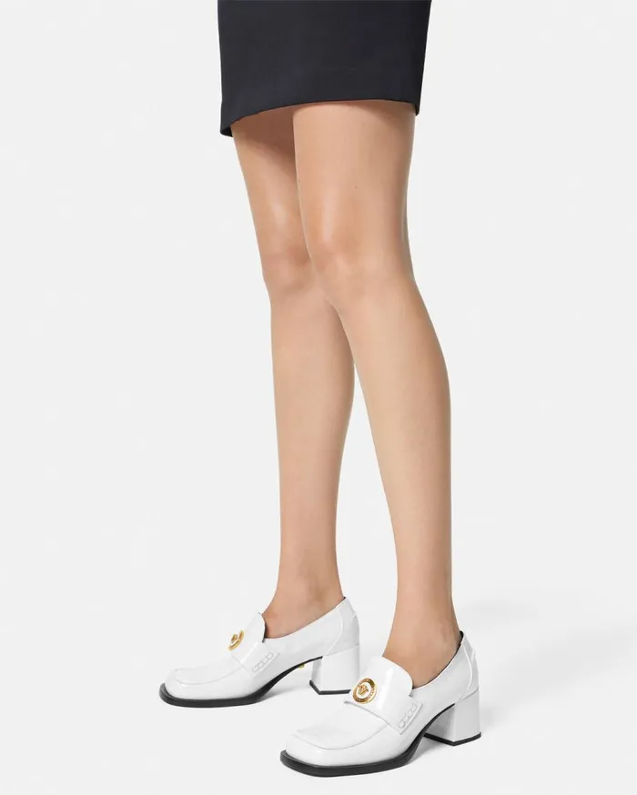 Versace Loafers and Flats Alia Patent Loafer Pumps 55 Mm White 8211 Women