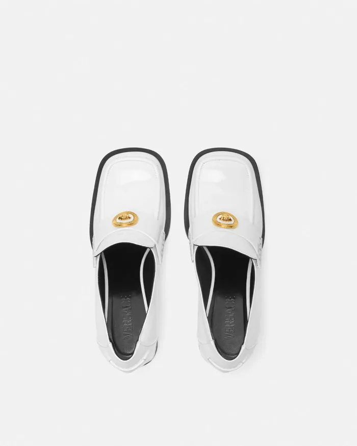 Versace Loafers and Flats Alia Patent Loafer Pumps 55 Mm White 8211 Women