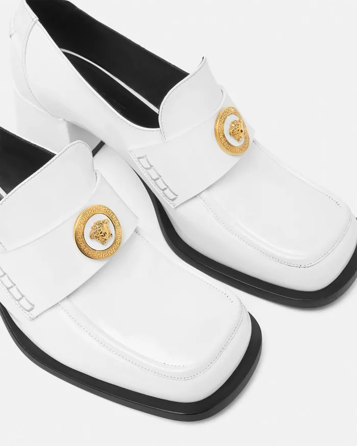 Versace Loafers and Flats Alia Patent Loafer Pumps 55 Mm White 8211 Women