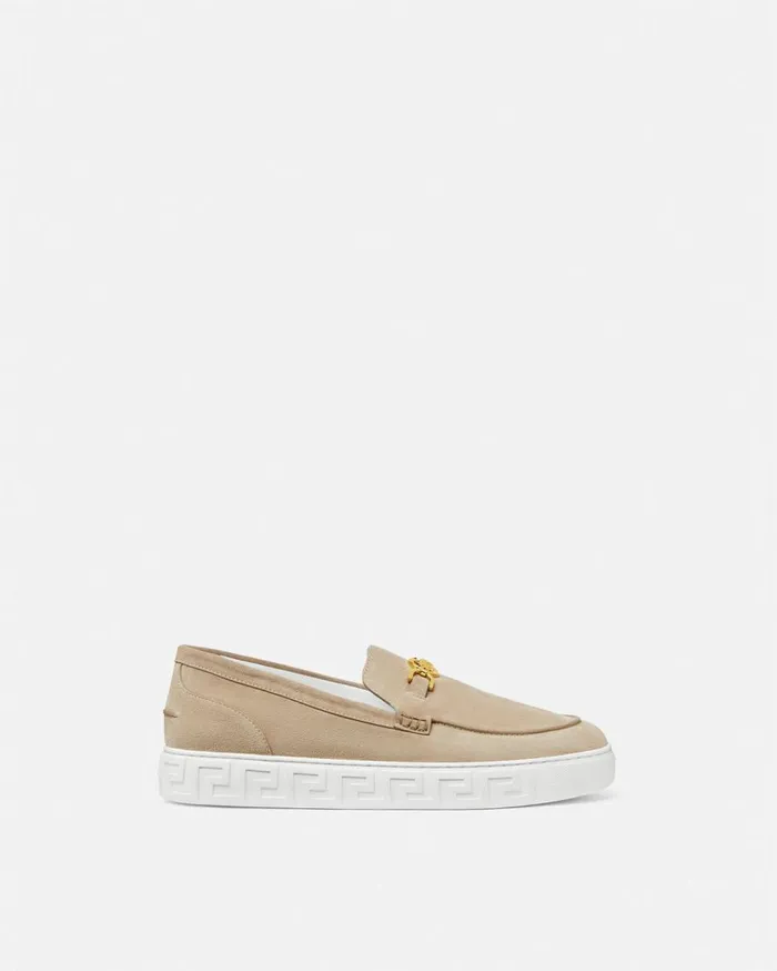 Versace Loafers and Slippers Medusa 03995 Suede Greca Loafers Beige 8211 Men