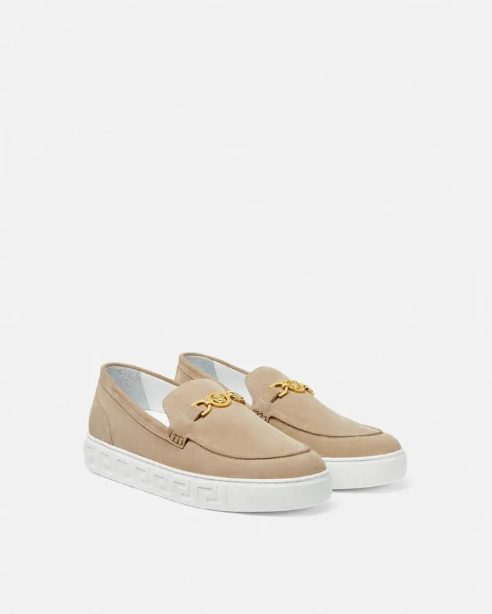 Versace Loafers and Slippers Medusa 03995 Suede Greca Loafers Beige 8211 Men Versace Loafers and Slippers Medusa 03995 Suede Greca Loafers Beige 8211 Men