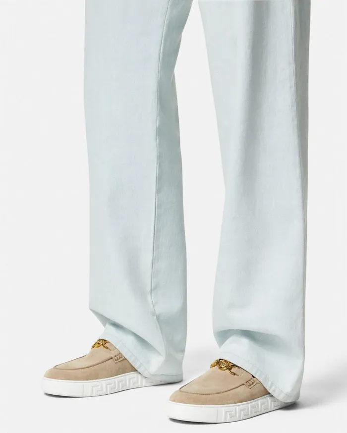 Versace Loafers and Slippers Medusa 03995 Suede Greca Loafers Beige 8211 Men Versace Loafers and Slippers Medusa 03995 Suede Greca Loafers Beige 8211 Men