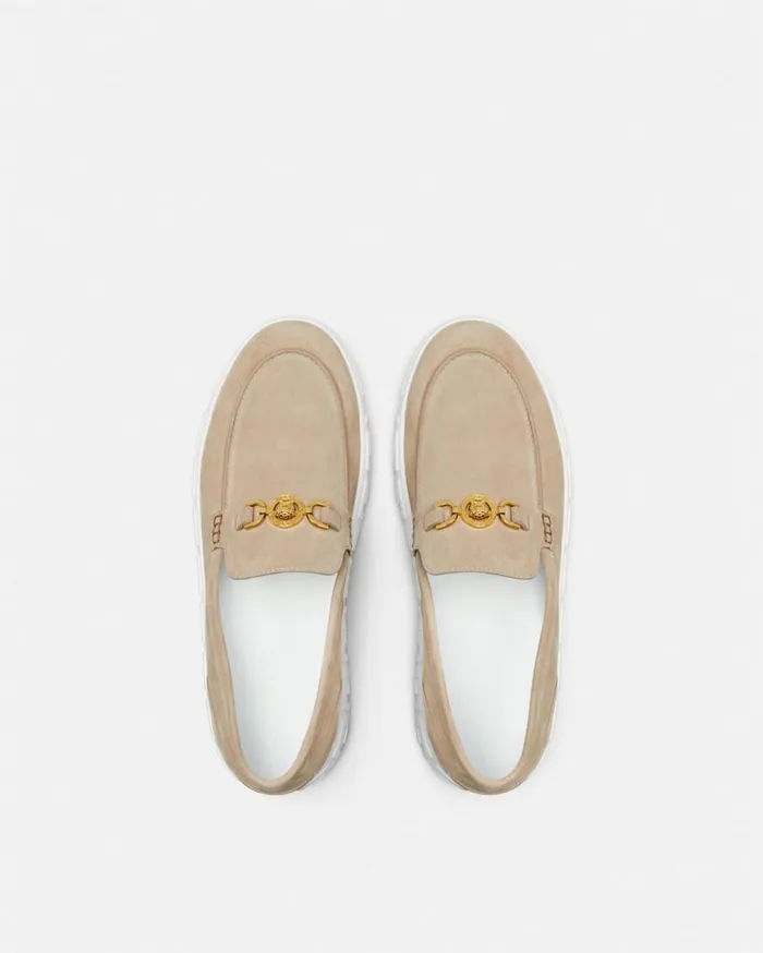 Versace Loafers and Slippers Medusa 03995 Suede Greca Loafers Beige 8211 Men Versace Loafers and Slippers Medusa 03995 Suede Greca Loafers Beige 8211 Men