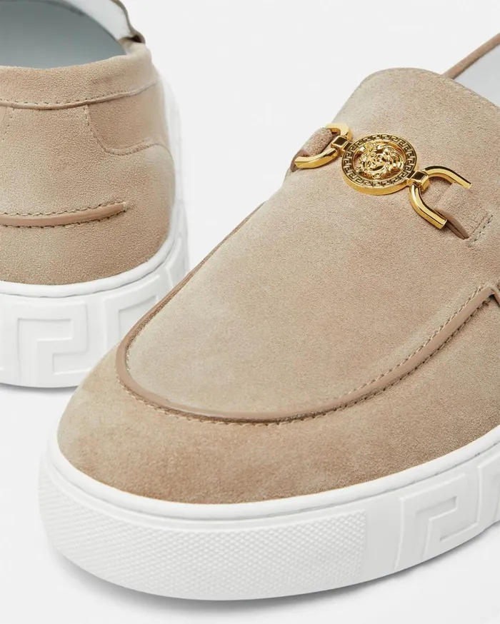 Versace Loafers and Slippers Medusa 03995 Suede Greca Loafers Beige 8211 Men Versace Loafers and Slippers Medusa 03995 Suede Greca Loafers Beige 8211 Men