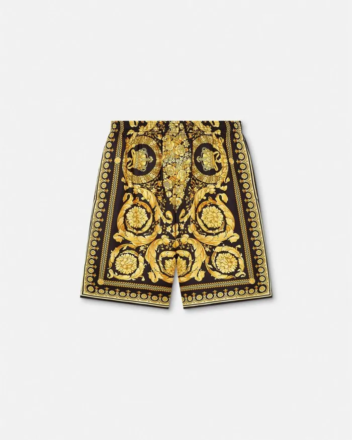Versace Pants and Shorts Barocco Silk Shorts Blackprint 8211 Men