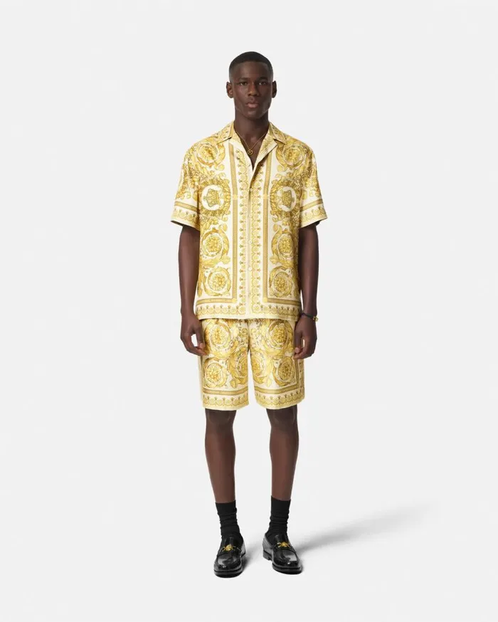 Versace Pants and Shorts Barocco Silk Shorts Yellowprint 8211 Men Versace Pants and Shorts Barocco Silk Shorts Yellowprint 8211 Men