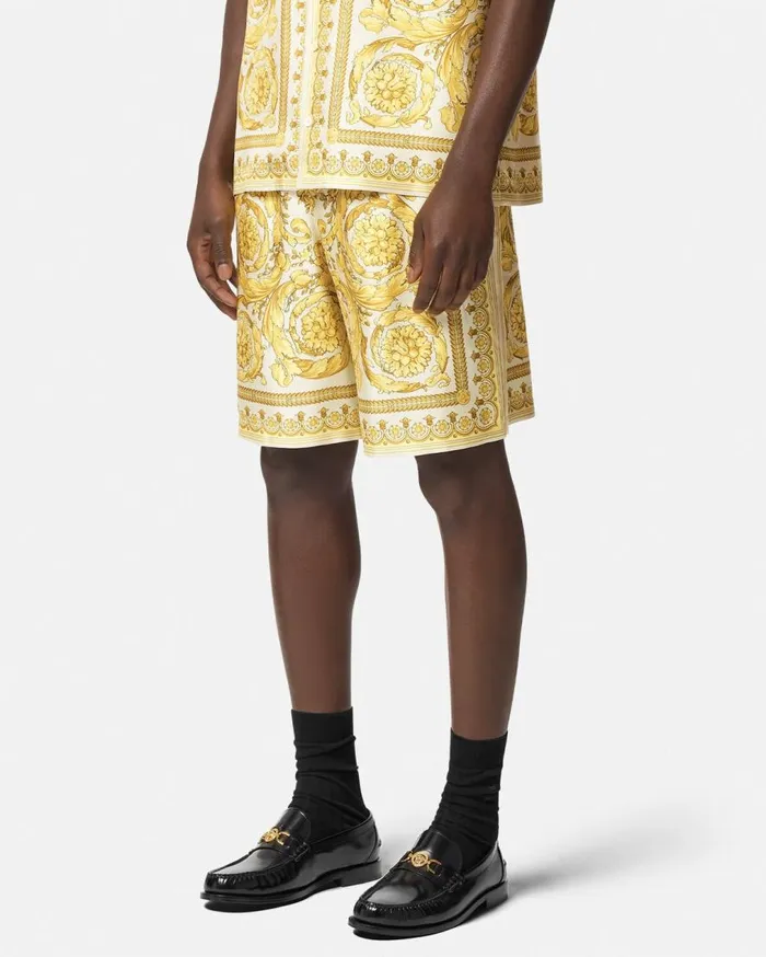 Versace Pants and Shorts Barocco Silk Shorts Yellowprint 8211 Men Versace Pants and Shorts Barocco Silk Shorts Yellowprint 8211 Men