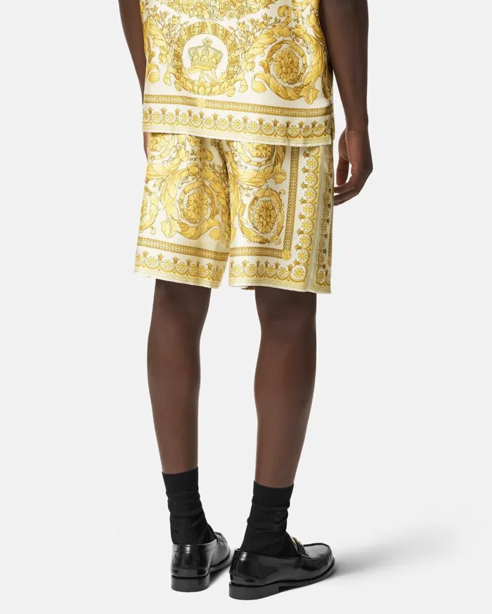 Versace Pants and Shorts Barocco Silk Shorts Yellowprint 8211 Men Versace Pants and Shorts Barocco Silk Shorts Yellowprint 8211 Men
