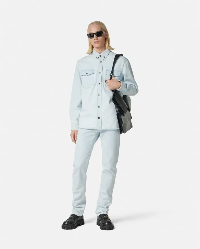 Versace Pants and Shorts Slim Fit Jeans Light Blue 8211 Men Versace Pants and Shorts Slim Fit Jeans Light Blue 8211 Men