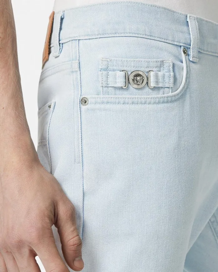 Versace Pants and Shorts Slim Fit Jeans Light Blue 8211 Men Versace Pants and Shorts Slim Fit Jeans Light Blue 8211 Men