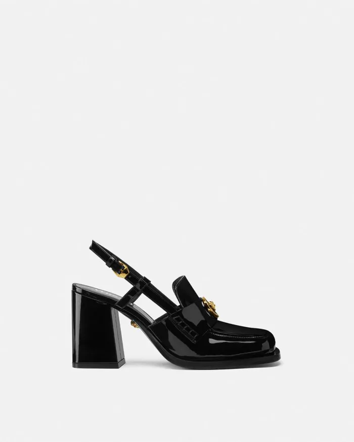 Versace Pumps and Slingbacks Alia Slingback Patent Loafer Pumps 85 Mm Blackgold 8211 Women