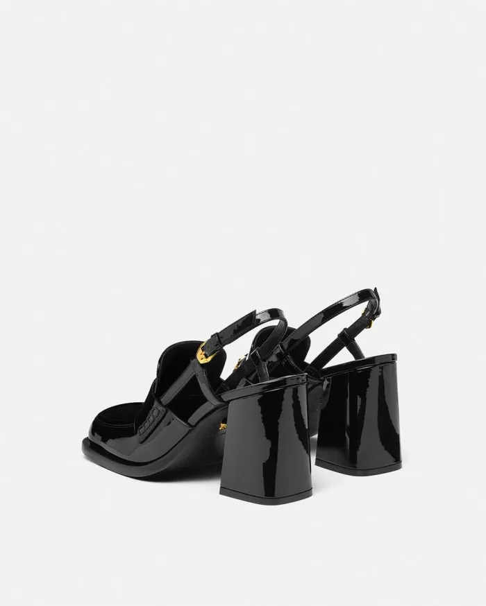 Versace Pumps and Slingbacks Alia Slingback Patent Loafer Pumps 85 Mm Blackgold 8211 Women Versace Pumps and Slingbacks Alia Slingback Patent Loafer Pumps 85 Mm Blackgold 8211 Women