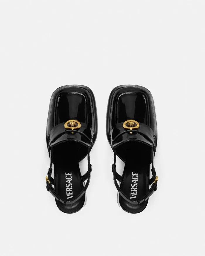 Versace Pumps and Slingbacks Alia Slingback Patent Loafer Pumps 85 Mm Blackgold 8211 Women Versace Pumps and Slingbacks Alia Slingback Patent Loafer Pumps 85 Mm Blackgold 8211 Women