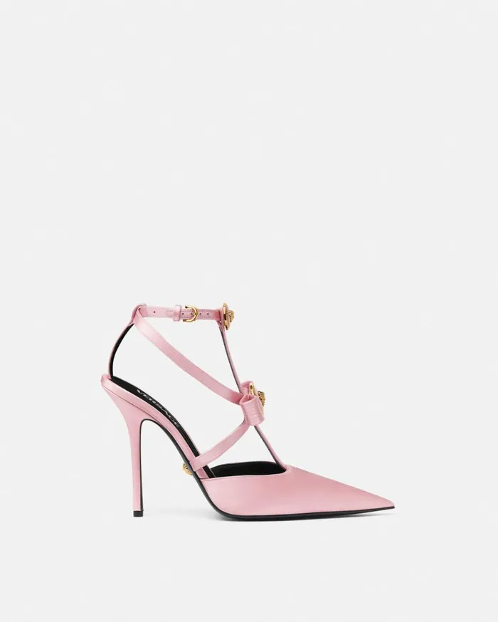 Versace Pumps and Slingbacks Gianni Ribbon Cage Satin Pumps 110 Mm Pink 8211 Women