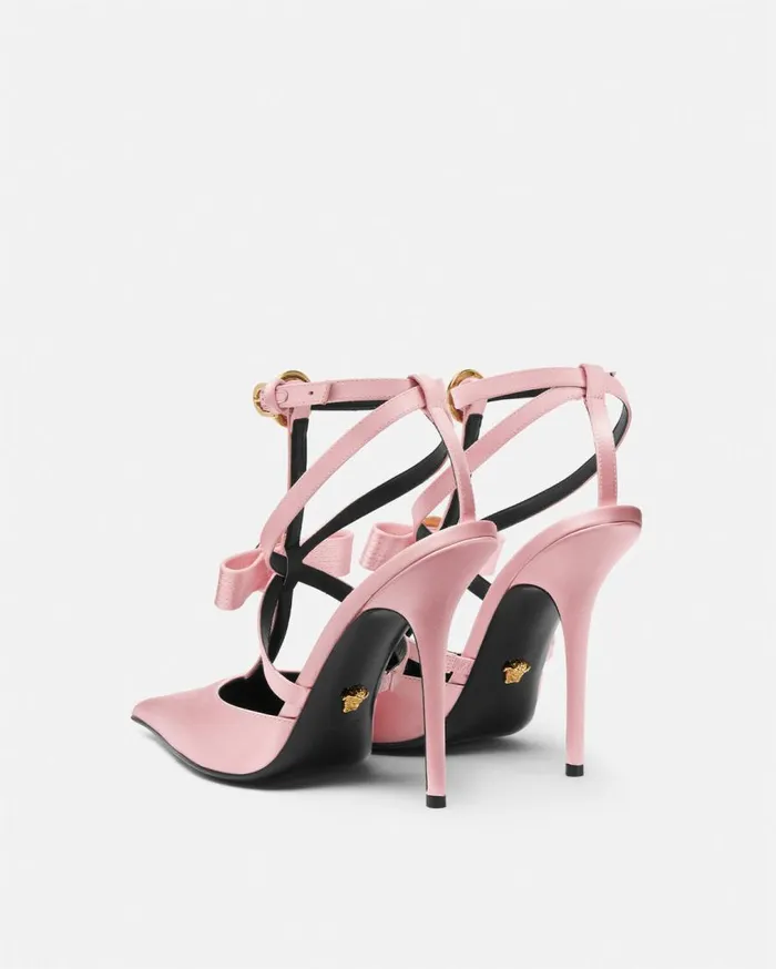Versace Pumps and Slingbacks Gianni Ribbon Cage Satin Pumps 110 Mm Pink 8211 Women Versace Pumps and Slingbacks Gianni Ribbon Cage Satin Pumps 110 Mm Pink 8211 Women