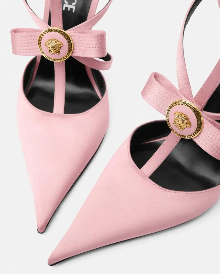 Versace Pumps and Slingbacks Gianni Ribbon Cage Satin Pumps 110 Mm Pink 8211 Women Versace Pumps and Slingbacks Gianni Ribbon Cage Satin Pumps 110 Mm Pink 8211 Women
