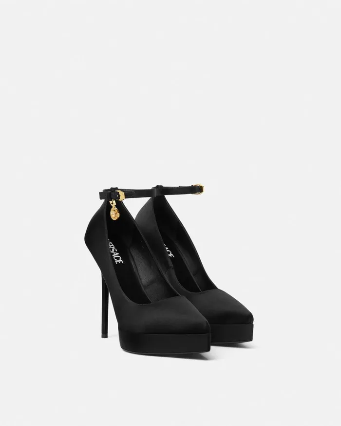 Versace Pumps and Slingbacks Lycia Satin Platform Pumps 140 Mm Blackgold 8211 Women Versace Pumps and Slingbacks Lycia Satin Platform Pumps 140 Mm Blackgold 8211 Women