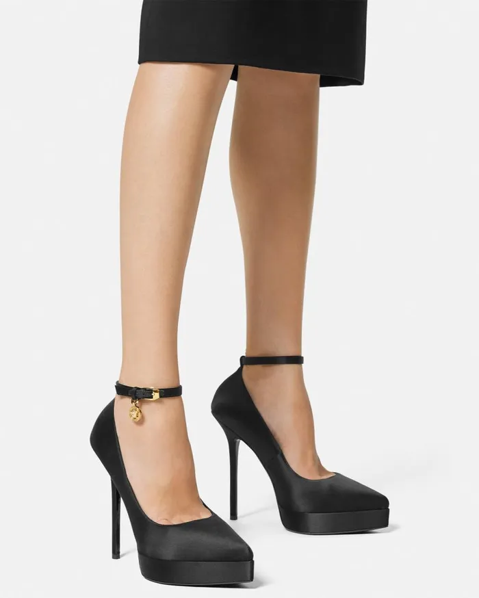 Versace Pumps and Slingbacks Lycia Satin Platform Pumps 140 Mm Blackgold 8211 Women Versace Pumps and Slingbacks Lycia Satin Platform Pumps 140 Mm Blackgold 8211 Women