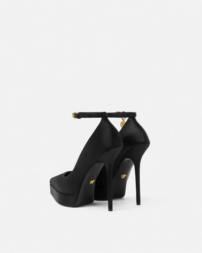 Versace Pumps and Slingbacks Lycia Satin Platform Pumps 140 Mm Blackgold 8211 Women Versace Pumps and Slingbacks Lycia Satin Platform Pumps 140 Mm Blackgold 8211 Women