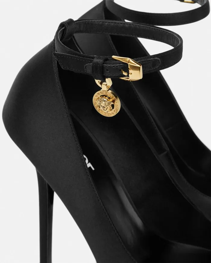 Versace Pumps and Slingbacks Lycia Satin Platform Pumps 140 Mm Blackgold 8211 Women Versace Pumps and Slingbacks Lycia Satin Platform Pumps 140 Mm Blackgold 8211 Women