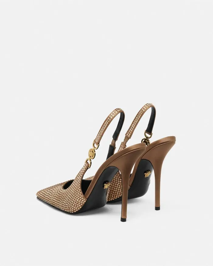 Versace Pumps and Slingbacks Medusa 03995 Crystal Slingback Pumps 110 Mm Beige 8211 Women Versace Pumps and Slingbacks Medusa 03995 Crystal Slingback Pumps 110 Mm Beige 8211 Women