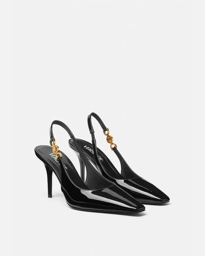 Versace Pumps and Slingbacks Medusa 03995 Slingback Pumps 85 Mm Blackgold 8211 Women Versace Pumps and Slingbacks Medusa 03995 Slingback Pumps 85 Mm Blackgold 8211 Women