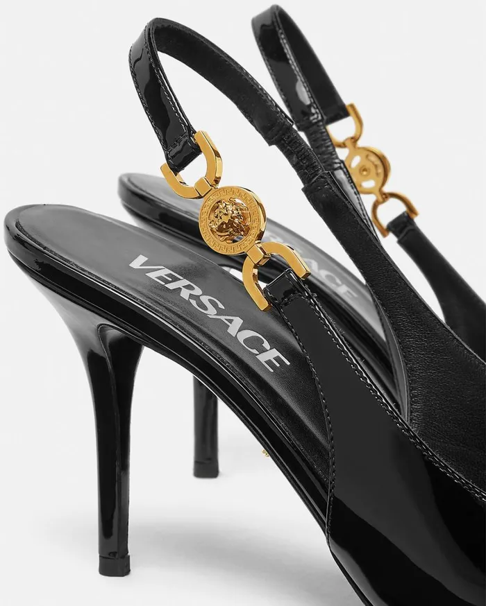 Versace Pumps and Slingbacks Medusa 03995 Slingback Pumps 85 Mm Blackgold 8211 Women Versace Pumps and Slingbacks Medusa 03995 Slingback Pumps 85 Mm Blackgold 8211 Women