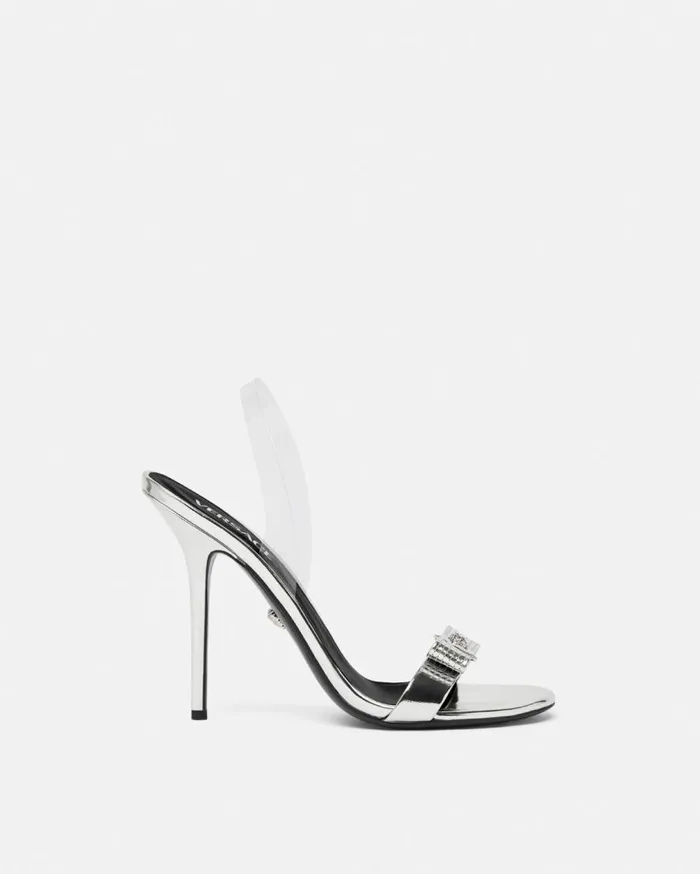 Versace Sandals Gianni Ribbon Metallic Sandals 43034 110 Mm Silver 8211 Women