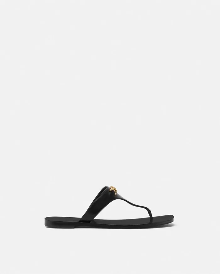 Versace Sandals Medusa 03995 Flat Sandals Blackgold 8211 Women