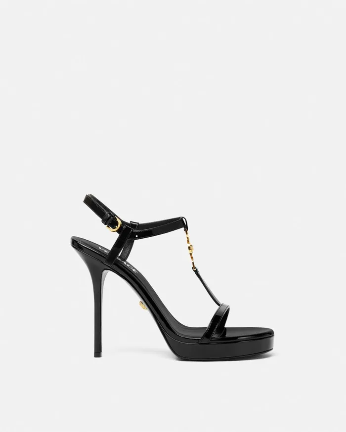 Versace Sandals Medusa 03995 Patent Sandals 115 Mm Blackgold 8211 Women