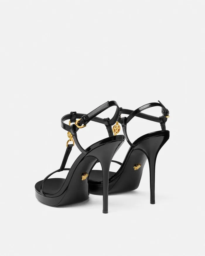 Versace Sandals Medusa 03995 Patent Sandals 115 Mm Blackgold 8211 Women Versace Sandals Medusa 03995 Patent Sandals 115 Mm Blackgold 8211 Women