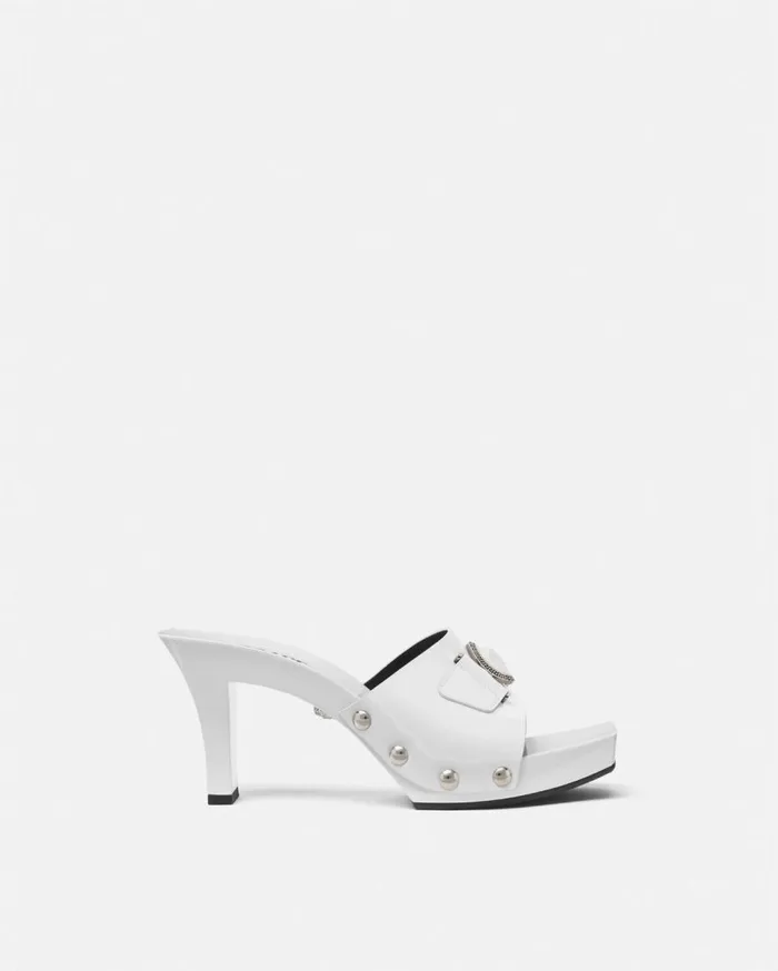 Versace Sandals Medusa Buckle Patent Clogs 60 Mm White 8211 Women