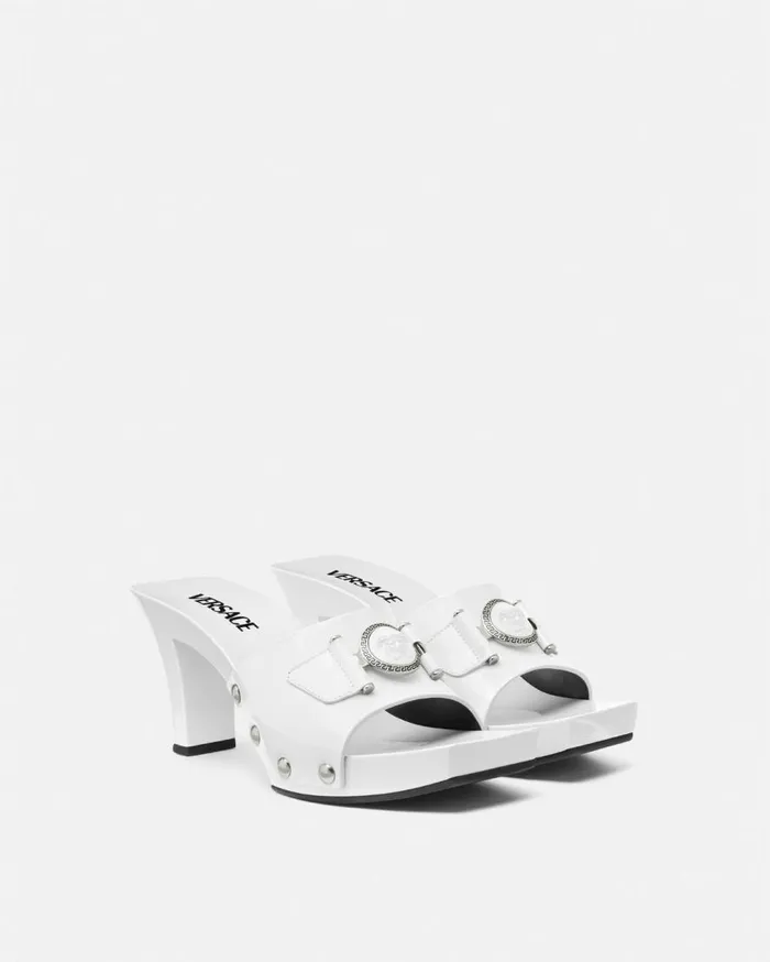 Versace Sandals Medusa Buckle Patent Clogs 60 Mm White 8211 Women Versace Sandals Medusa Buckle Patent Clogs 60 Mm White 8211 Women