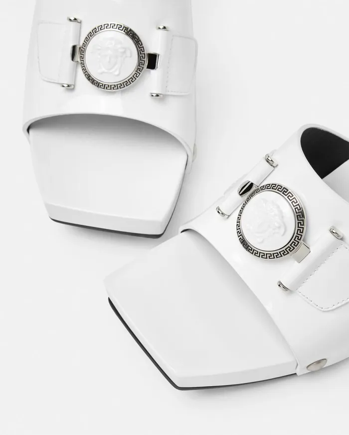 Versace Sandals Medusa Buckle Patent Clogs 60 Mm White 8211 Women Versace Sandals Medusa Buckle Patent Clogs 60 Mm White 8211 Women