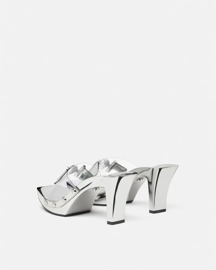Versace Sandals Medusa Buckle Transparent Clogs 60 Mm Silver 8211 Women Versace Sandals Medusa Buckle Transparent Clogs 60 Mm Silver 8211 Women