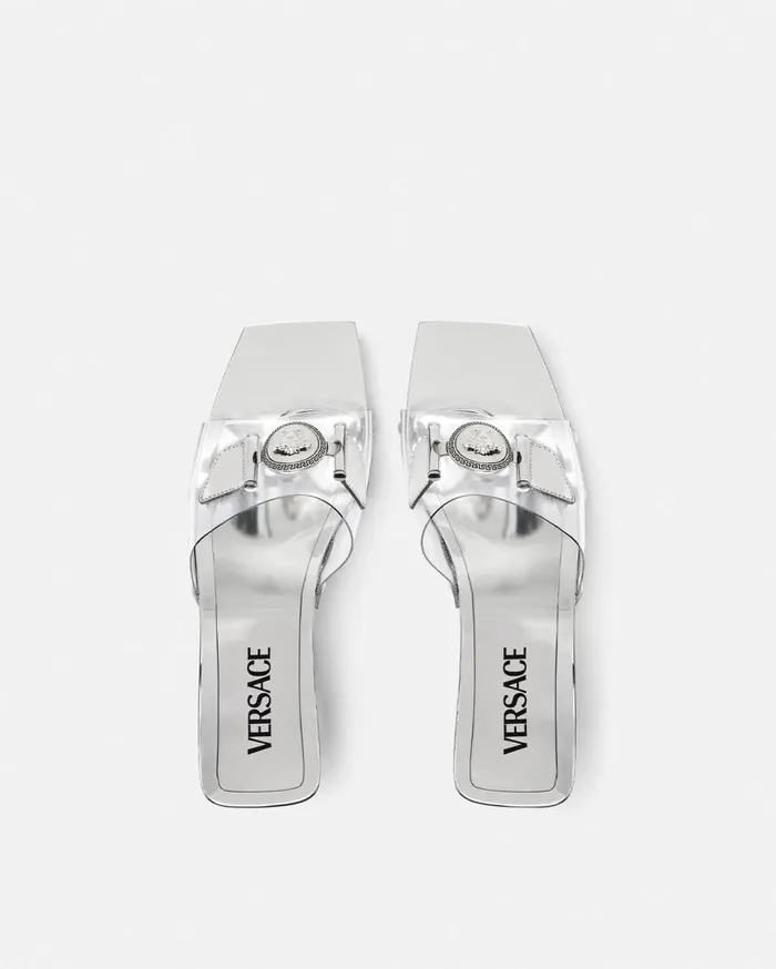 Versace Sandals Medusa Buckle Transparent Clogs 60 Mm Silver 8211 Women Versace Sandals Medusa Buckle Transparent Clogs 60 Mm Silver 8211 Women