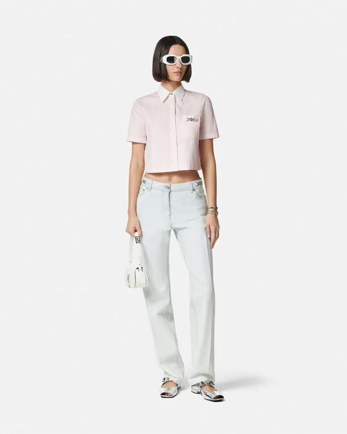 Versace Shirts and Tops Oxford Striped Crop Shirt Light Pink 8211 Women Versace Shirts and Tops Oxford Striped Crop Shirt Light Pink 8211 Women
