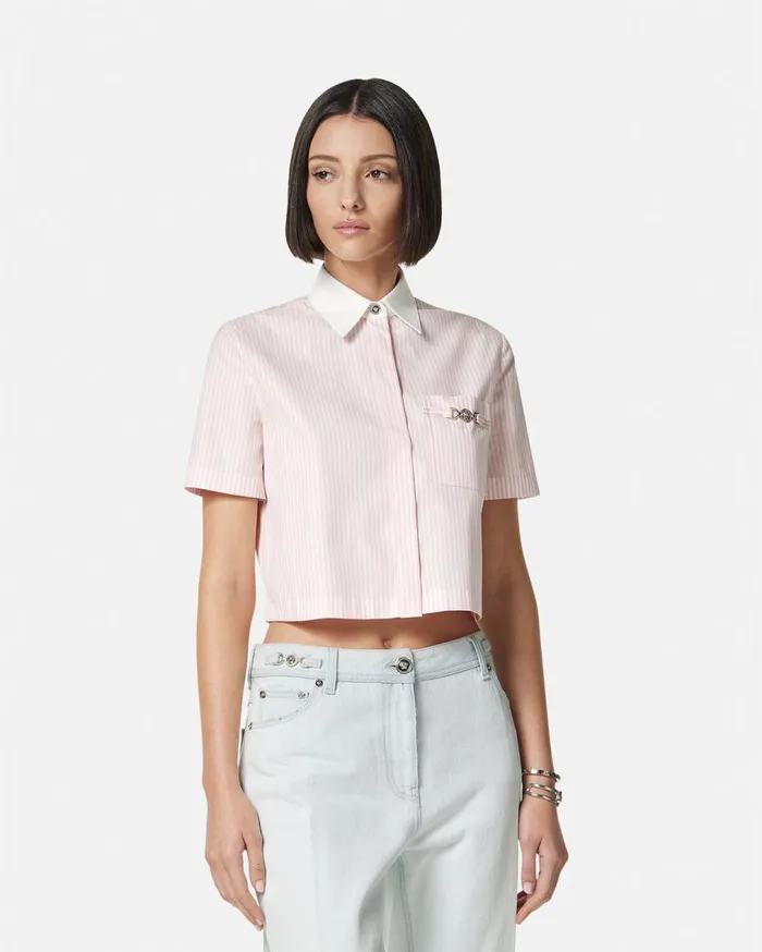 Versace Shirts and Tops Oxford Striped Crop Shirt Light Pink 8211 Women Versace Shirts and Tops Oxford Striped Crop Shirt Light Pink 8211 Women