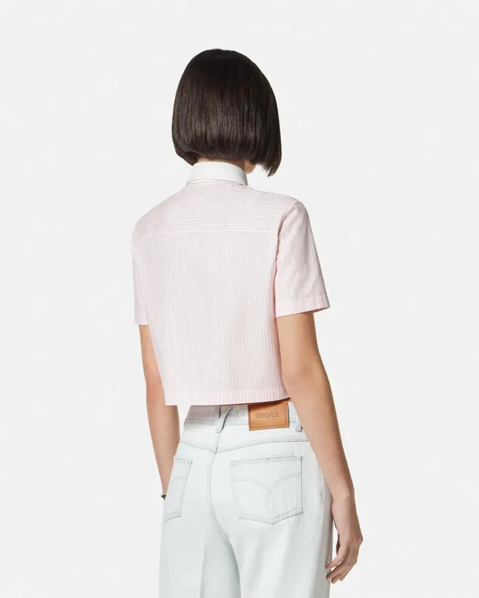 Versace Shirts and Tops Oxford Striped Crop Shirt Light Pink 8211 Women Versace Shirts and Tops Oxford Striped Crop Shirt Light Pink 8211 Women