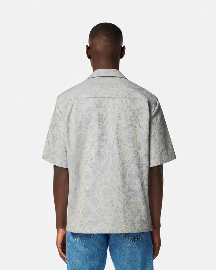 Versace Shirts Barocco Jacquard Shirt Gray 8211 Men Versace Shirts Barocco Jacquard Shirt Gray 8211 Men