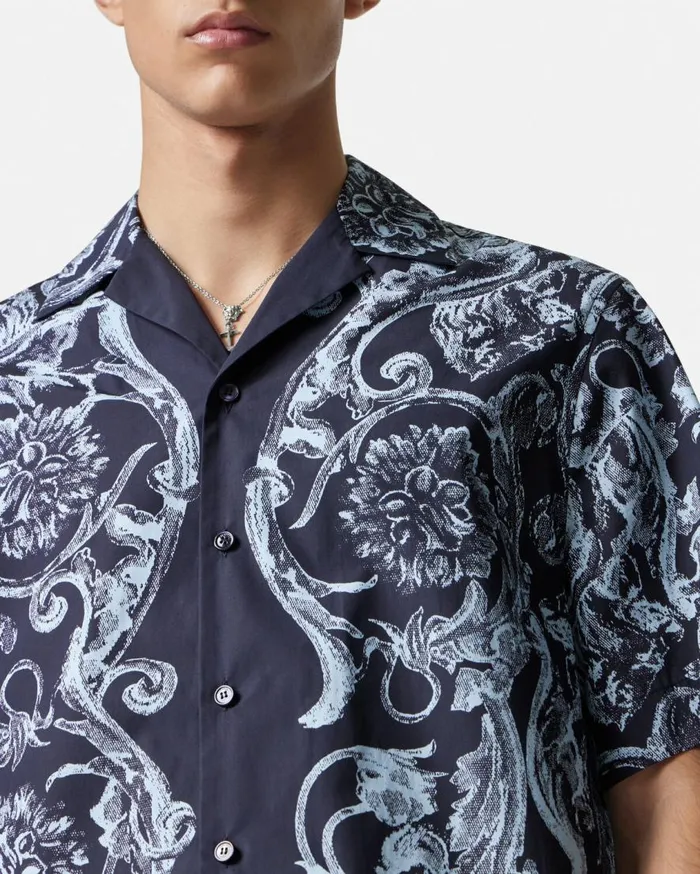 Versace Shirts Barocco Stencil Cotton Shirt Blueprint 8211 Men Versace Shirts Barocco Stencil Cotton Shirt Blueprint 8211 Men