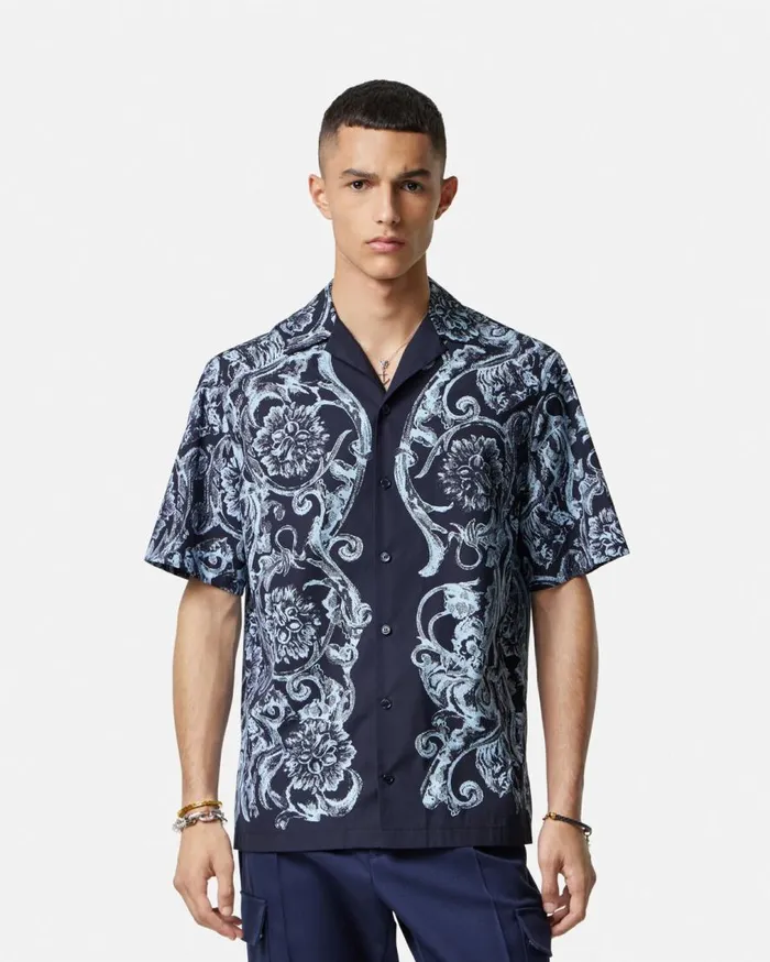 Versace Shirts Barocco Stencil Cotton Shirt Blueprint 8211 Men Versace Shirts Barocco Stencil Cotton Shirt Blueprint 8211 Men