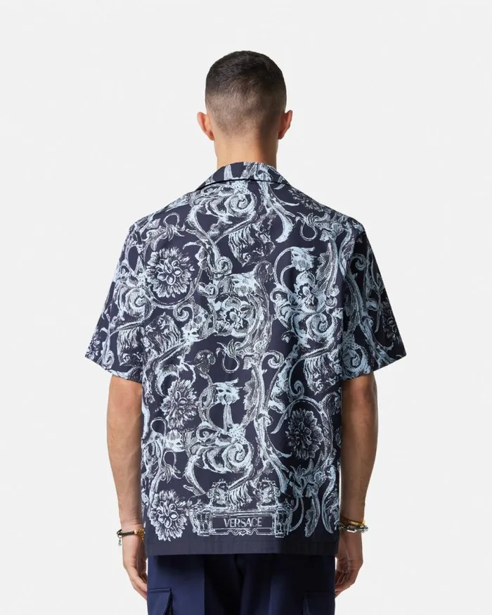 Versace Shirts Barocco Stencil Cotton Shirt Blueprint 8211 Men Versace Shirts Barocco Stencil Cotton Shirt Blueprint 8211 Men