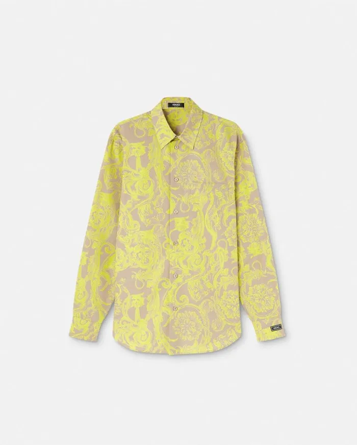 Versace Shirts Barocco Stencil Shirt Yellowprint 8211 Men
