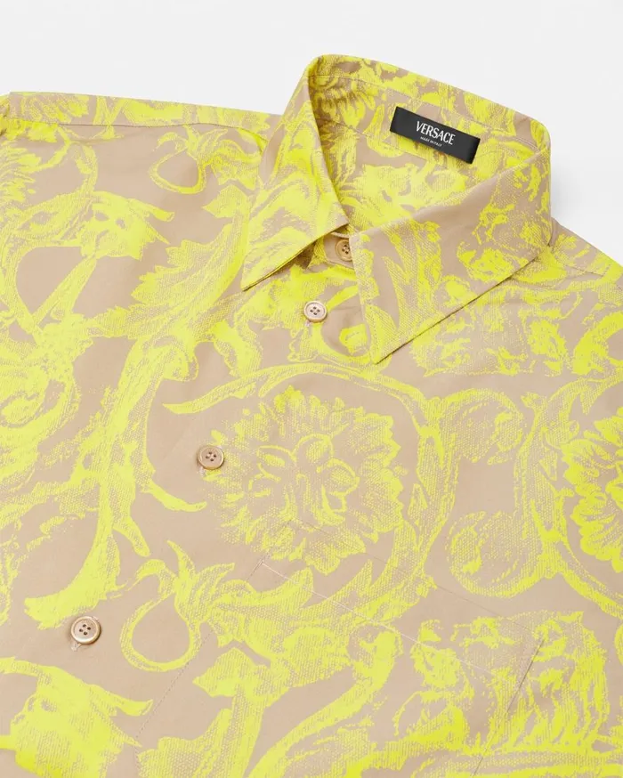 Versace Shirts Barocco Stencil Shirt Yellowprint 8211 Men Versace Shirts Barocco Stencil Shirt Yellowprint 8211 Men