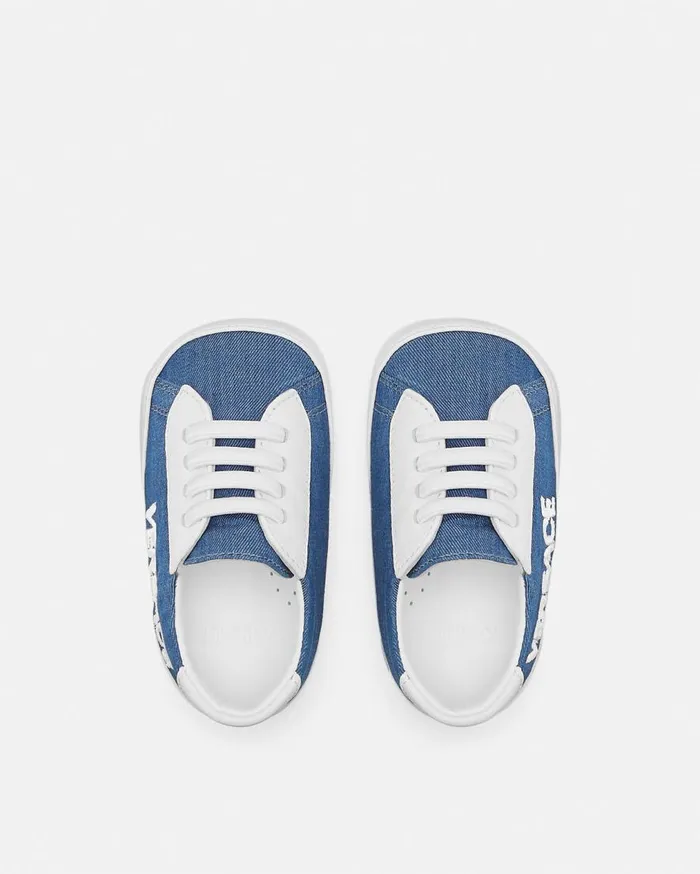 Versace Shoes and First Steps Versace Logo Denim Baby Sneakers Light Blue 8211 Children Versace Shoes and First Steps Versace Logo Denim Baby Sneakers Light Blue 8211 Children