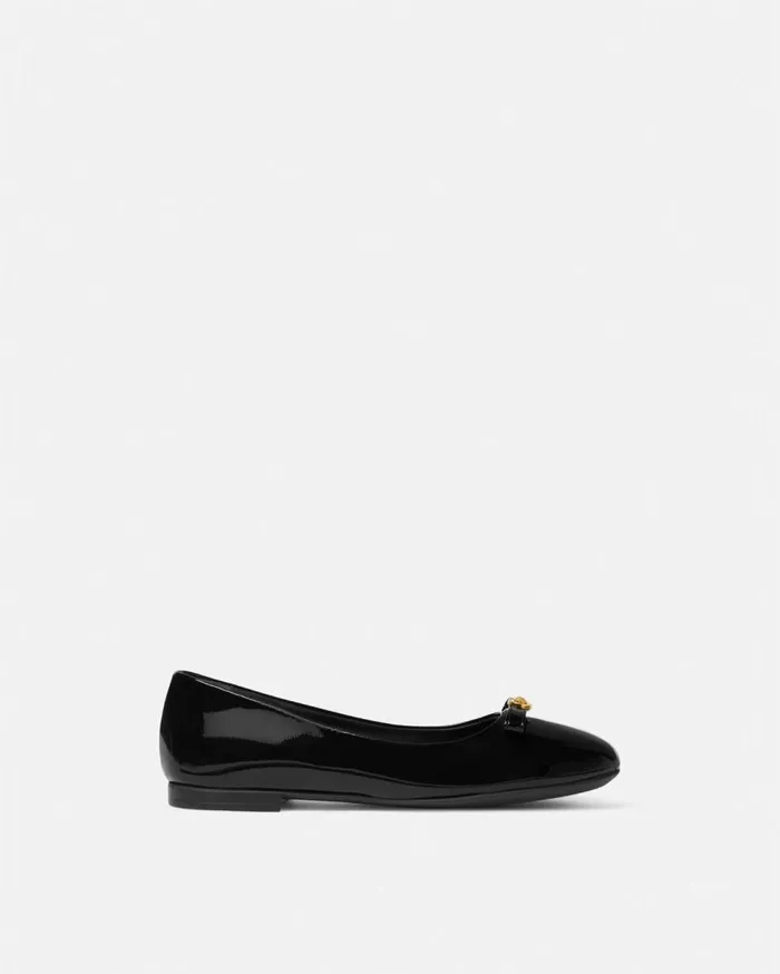 Versace Shoes Gianni Ribbon Kids Ballerinas Blackgold 8211 Children