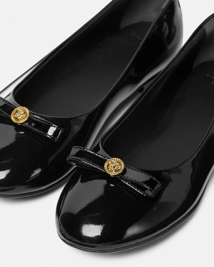 Versace Shoes Gianni Ribbon Kids Ballerinas Blackgold 8211 Children Versace Shoes Gianni Ribbon Kids Ballerinas Blackgold 8211 Children